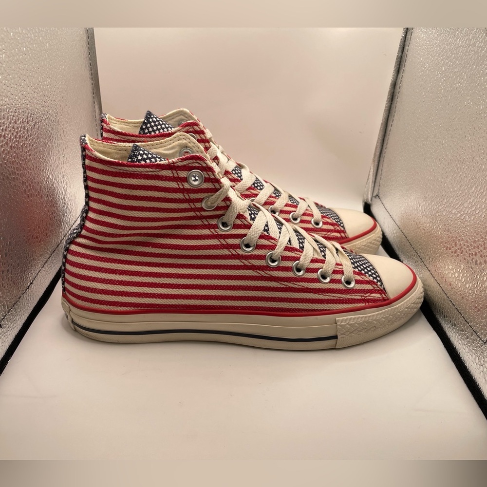 Converse All Star Red and White Striped High-Top Sneakers size 9 women - Picture 2 of 9